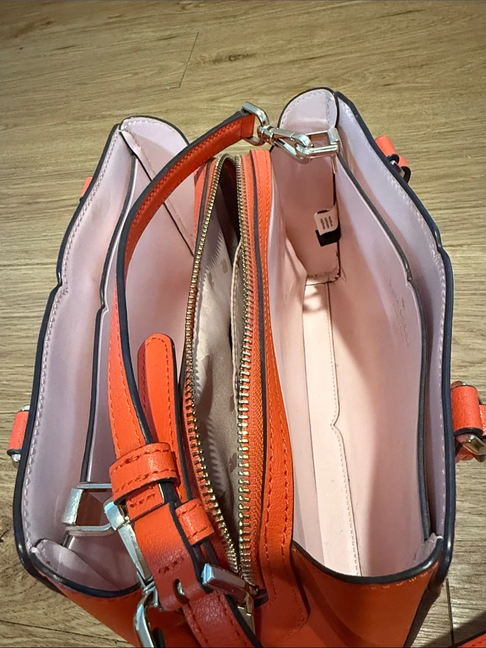 kate spade hot orange Leather Satchel with Crossbody Strap